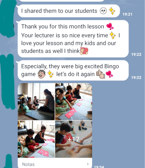 Screenshot showing feedback from Malu's classes